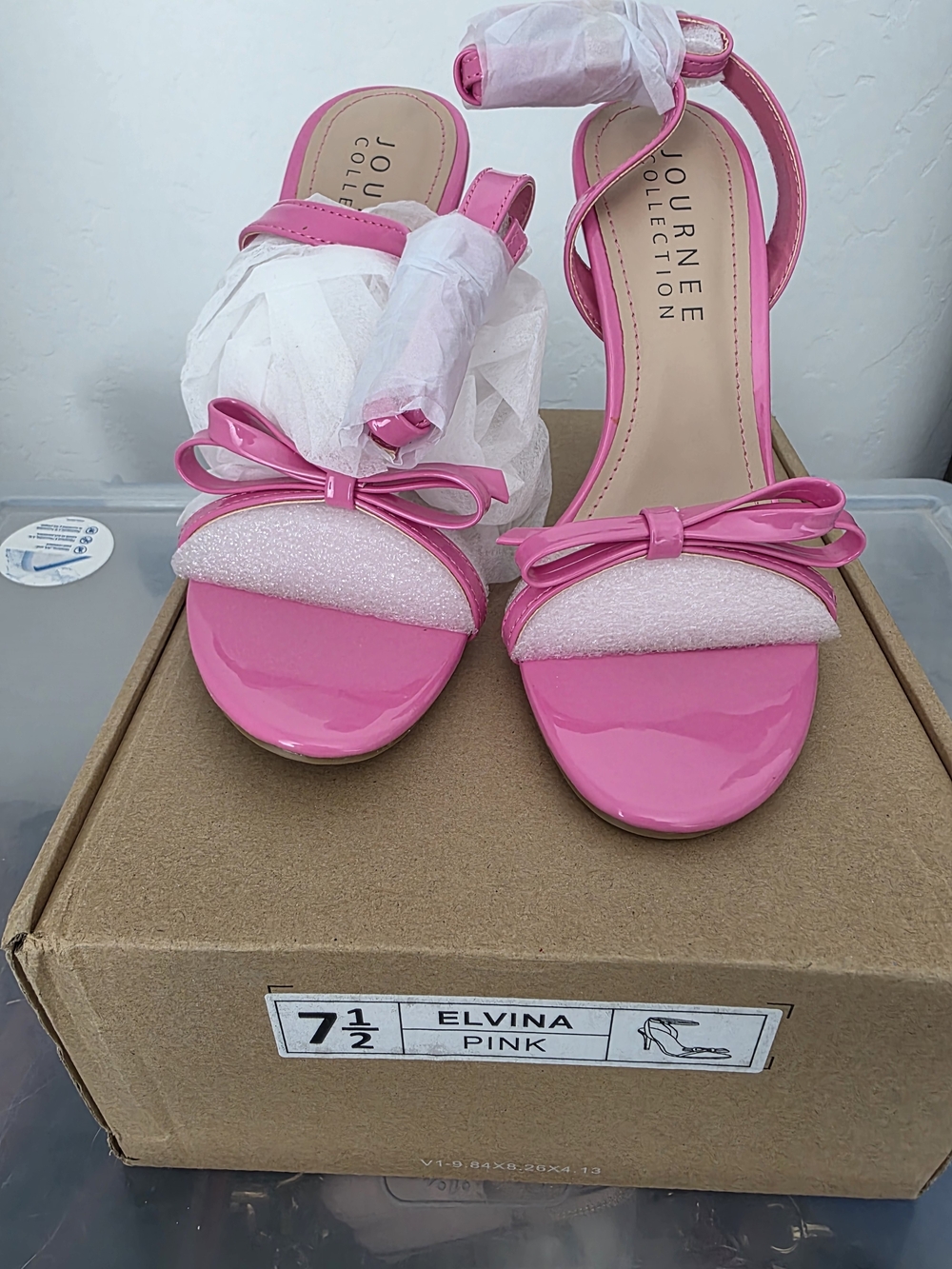 Journee Collection Bright Pink Bow Block Heel Sandals